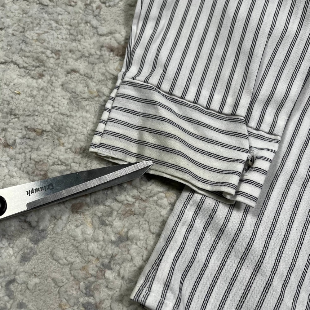 Vintage Good Lad Boys 4T Striped Band Collar Button Down Shirt White Black - Picture 4 of 15
